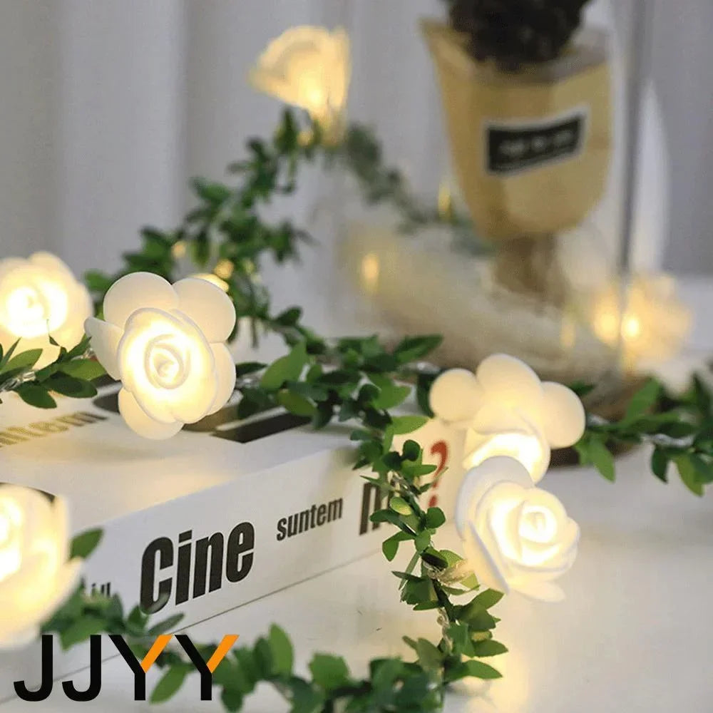 JJYY 1.5M/3M/6M Rose Fairy String Lights,Rose Flower Indoor Fairy Lights Valentine's Day Wedding Decorations, Battery Powered