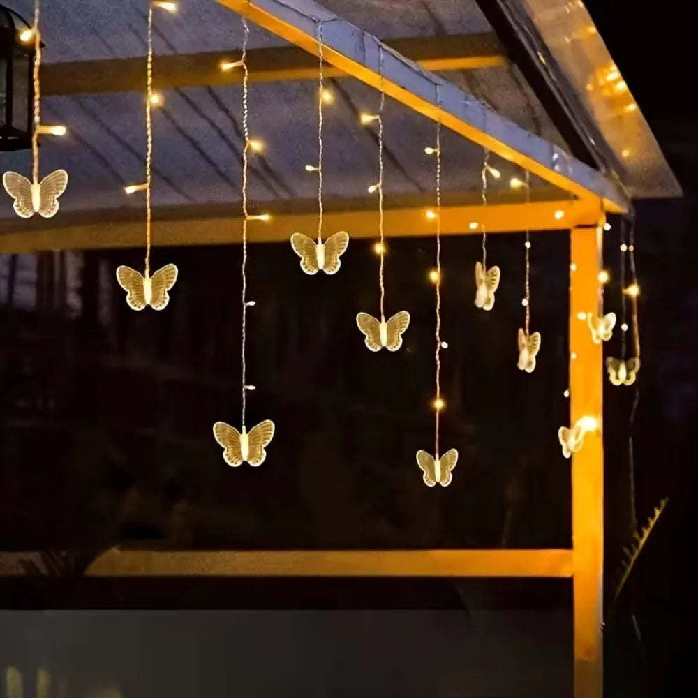 Butterfly Shape LED Curtain Fairy String Lights USB Powered With 8 Flashing Modes Perfect For Wedding, Party & Holiday Decor