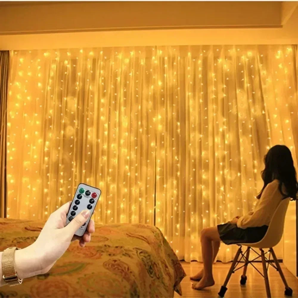 Remote Control Fairy Lights 3 4 6 Meters USB LED Curtain String Lights for Christmas Home Bedroom Decoration Festive Party