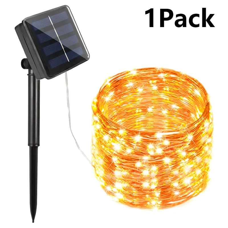 Solar String Fairy Lights Outdoor Waterproof 8 Modes Twinkle Rope Strip Light Garland Lamp for Patio Garden Lawn Tree Yard Fence