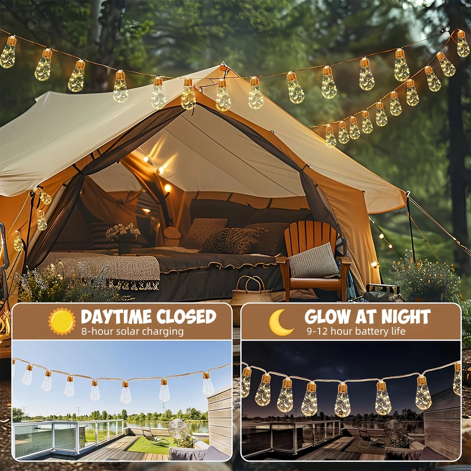 New Arrival! Solar Fairy Lights with 25/15/10 Unbreakable Clear Bulbs - IP44 Waterproof & 8 Modes for Outdoor Bliss!