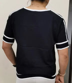 Camisetas Thin Knitted T Shirt Women Short Sleeve Summer Tops Casual Clothes Striped Fashion T-Shirt Tee Shirt Blusas 18841