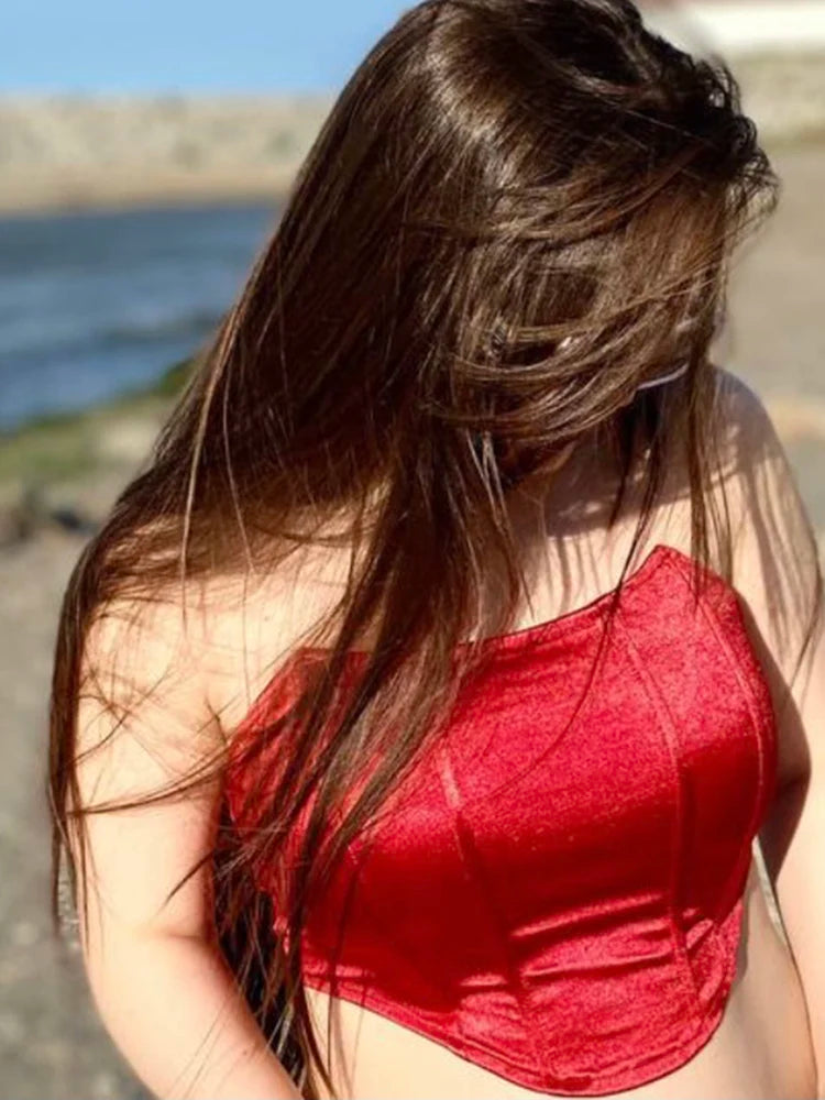 Sleeveless Off Shoulder Fashion Sexy Corset Crop Tops Vest Female Underwear Backless Bustier Top Solid