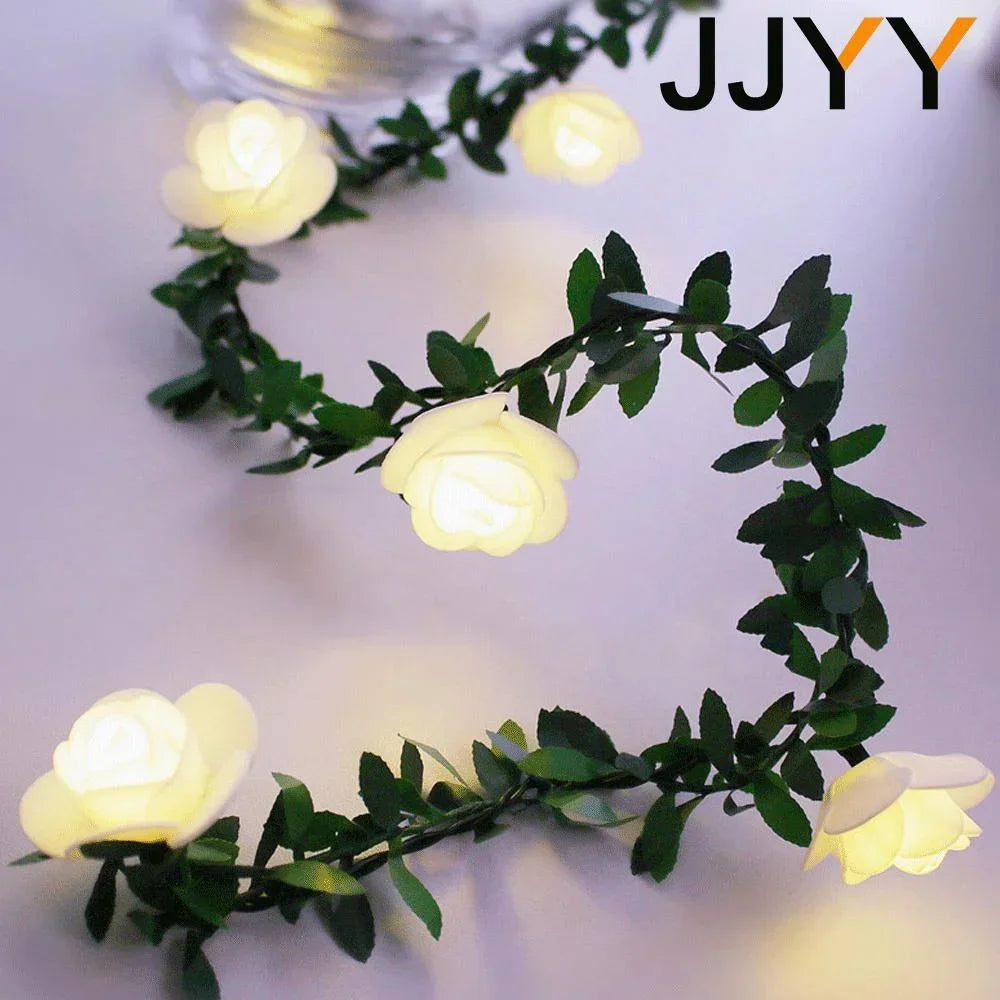 JJYY 1.5M/3M/6M Rose Fairy String Lights,Rose Flower Indoor Fairy Lights Valentine's Day Wedding Decorations, Battery Powered