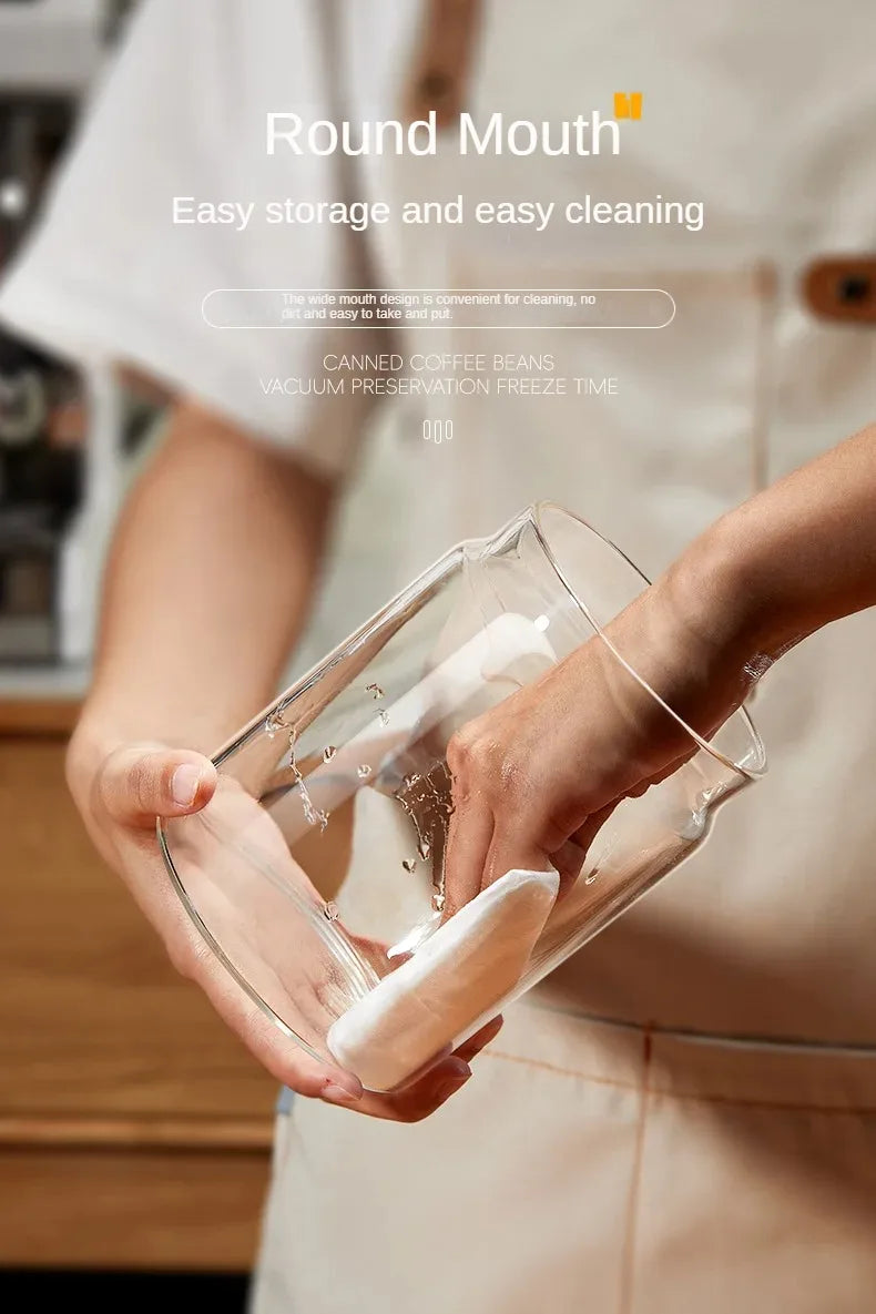 Manual Vacuum Sealed Coffee Jar High Borosilicate Glass Moisture Proof Tea Storage Container for Kitchen Coffee
