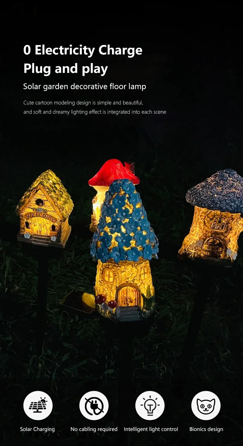 Solar Powered Fairy House Lawn Lamp Solar Led Light Outdoor Garden Decoration Lamp Waterproof Solar Lights