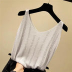 Rhinestones Tank Top Elegant Sleeveless Shiny Loose Knit Camis Corset Summer Women's Tube Top Aesthetic Clothing Korean