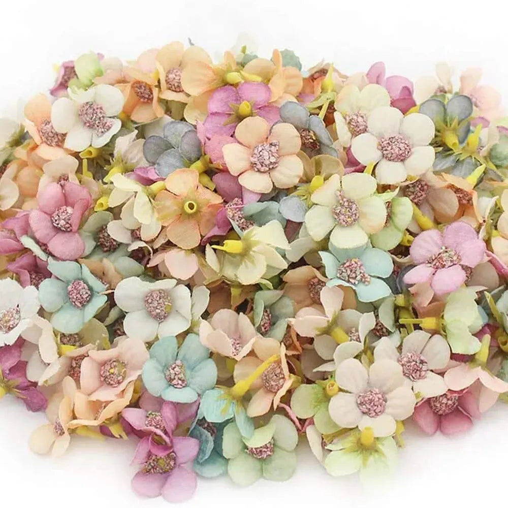 50PCs Mini Artificial Rose Flowers Heads Silk Fake Flowers for Home Dceor Wedding Decoration Craft Wreath Gifts Accessories