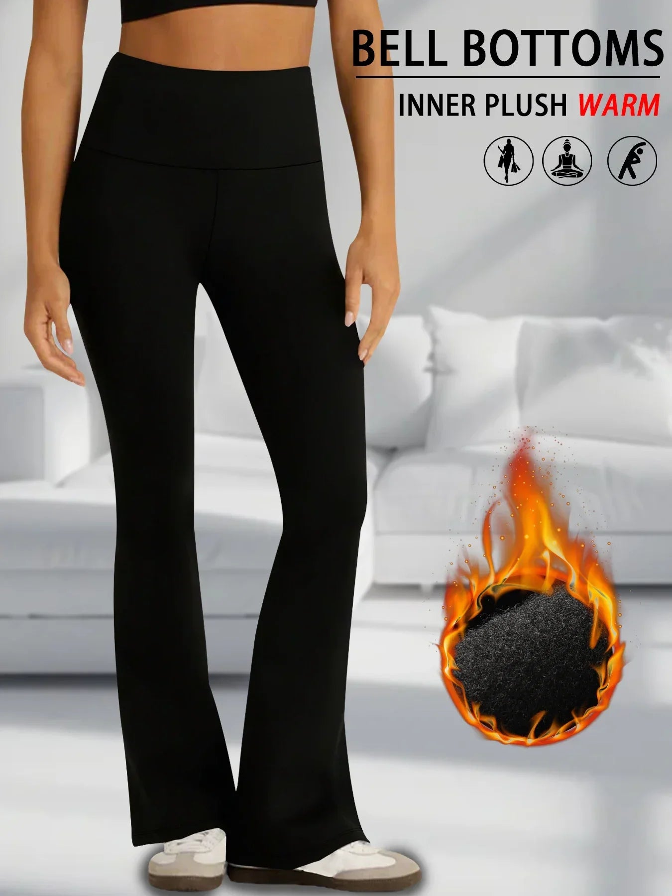 Women's Super Soft Flare Pants High Waisted Tummy Control Workout Yoga Leggings Bell Bottoms
