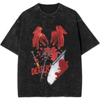 New Dexter Morgan Edition Middle Finger Retro Trendy Vintage Washed T-Shirt Summer Y2K Tops Cotton Men Women Tees Short Sleeve