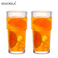 600ML Stripe Glass Coffee Cup With Lid and Without Cover Straw Transparent Drinking Glasses for Juice Iced Coffee Mugs Drinkware