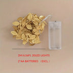 5M 50 LED Fairy Light Leaves Fairy Light Battery Powerd Led Copper Wire String Lights For Home Wedding Party Holiday Decor