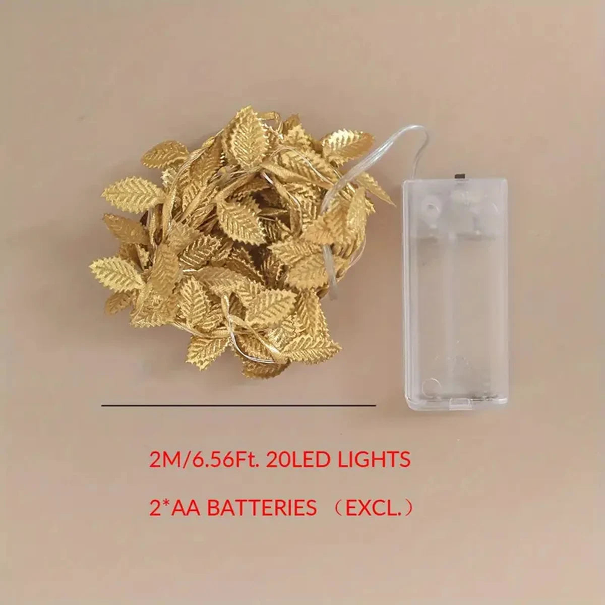 5M 50 LED Fairy Light Leaves Fairy Light Battery Powerd Led Copper Wire String Lights For Home Wedding Party Holiday Decor