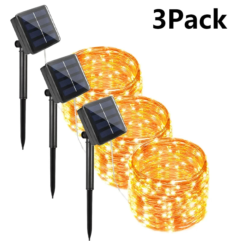 Solar String Fairy Lights Outdoor Waterproof 8 Modes Twinkle Rope Strip Light Garland Lamp for Patio Garden Lawn Tree Yard Fence