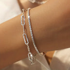 Fashion originality 925 Sterling Silver Necklace Bracelet Jewelry set for women men Paperclip Chain Party wedding gift