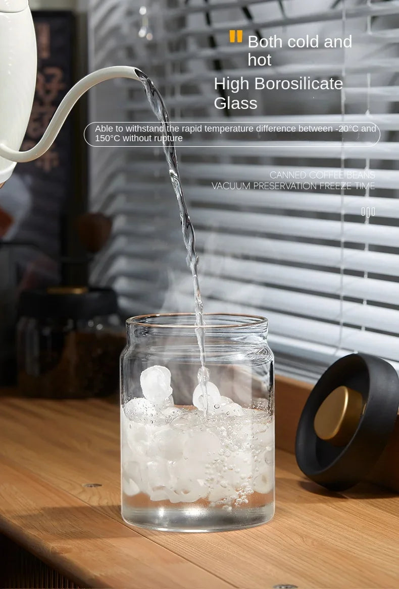 Manual Vacuum Sealed Coffee Jar High Borosilicate Glass Moisture Proof Tea Storage Container for Kitchen Coffee