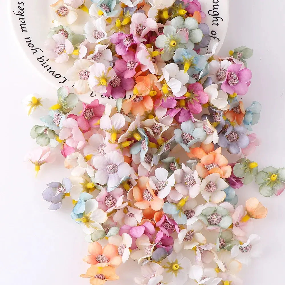 50PCs Mini Artificial Rose Flowers Heads Silk Fake Flowers for Home Dceor Wedding Decoration Craft Wreath Gifts Accessories
