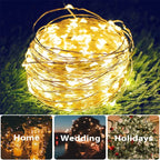 Solar String Fairy Lights Outdoor Waterproof 8 Modes Twinkle Rope Strip Light Garland Lamp for Patio Garden Lawn Tree Yard Fence