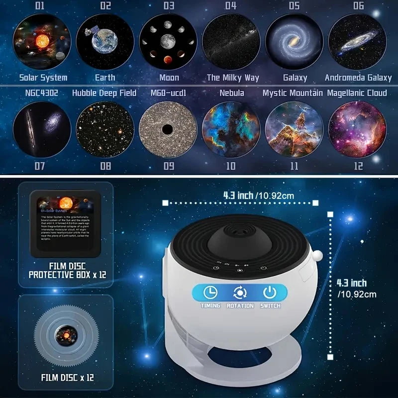 Fantasy Sleep Light Starry Stars Galaxy Projection Lamp Toy 12 in 1 Science Cosmic Wonders Scenery Light For Kids Christmas Gift