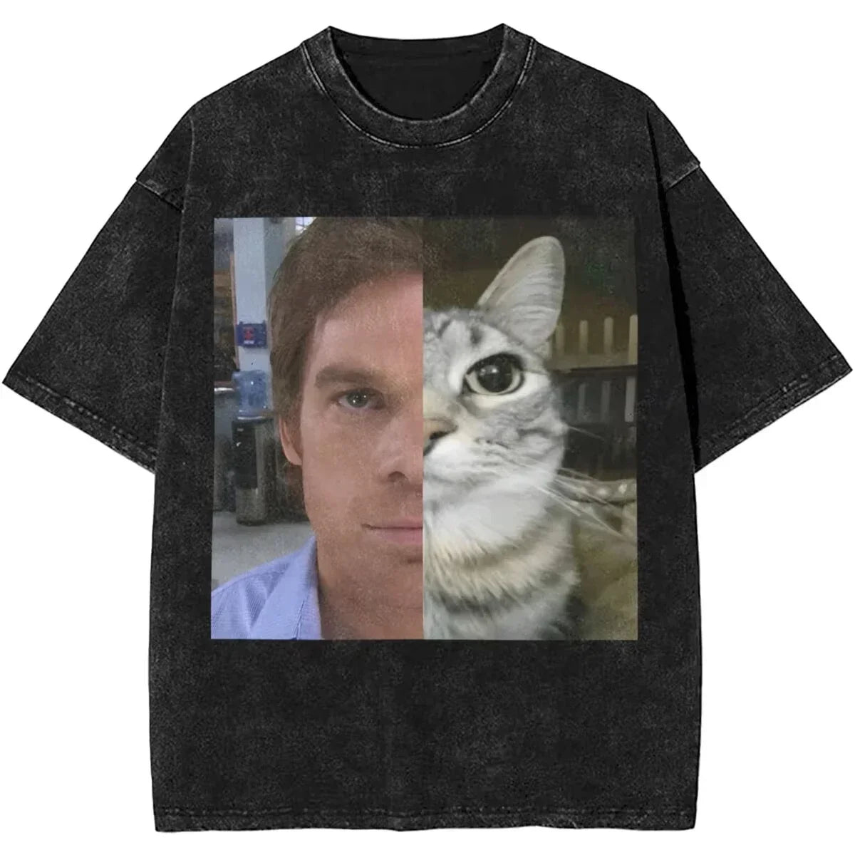 New Dexter Morgan Edition Middle Finger Retro Trendy Vintage Washed T-Shirt Summer Y2K Tops Cotton Men Women Tees Short Sleeve