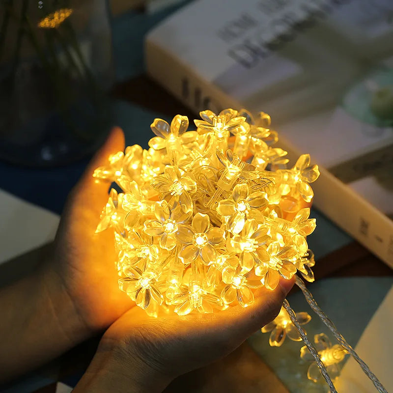 Flower Fairy Lights Battery Operated String Lights Waterproof 10/20/40/80 LED Cherry Blossom Lights For Patry Wedding Decor