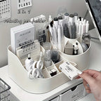 1pc Multi-Functional 2-in-1 Desk Organizer with 360-Degree Rotating Pen Holder, Large Capacity Plastic Storage Caddy for Office