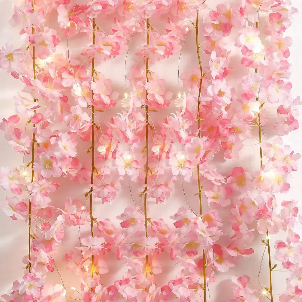 Fairy Lights 2M 20LEDs, Cherry Blossom Artificial Flower Garland String Light for Bedroom Wedding Party Holiday Decoration