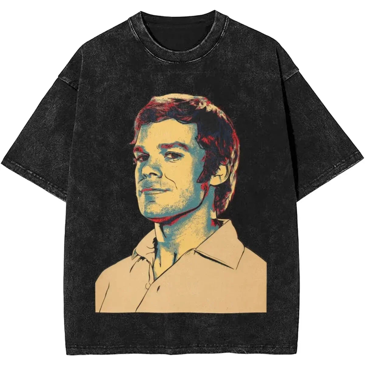 New Dexter Morgan Edition Middle Finger Retro Trendy Vintage Washed T-Shirt Summer Y2K Tops Cotton Men Women Tees Short Sleeve
