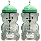 New 500ML Cartoon Bear shaped Coffee Cup Cute Bear Cup Straw Transparent Creative Milk Coffee Water Cup