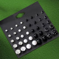 12 Pairs Set Stainless Steel Stud Earrings with Gemstone Buds Round Earrings Unisex Fashion Jewelry Gifts