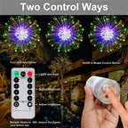200 LED String Fairy Lights Hanging Starburst Lamp DIY Firework Christmas Garland Festival Decoration Remote Twinkle Lights