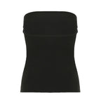 Gothic Print Black Strapless Tube Top Women Skinny Cropped Summer Casual Chic Graphic Tee Y2K Streetwear Basic Vest