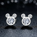 Hot Selling 925 Sterling Silver Cute Dazzling Mouse Cartoon Stud Earrings For Women Girl Authentic Original Jewelry Gift