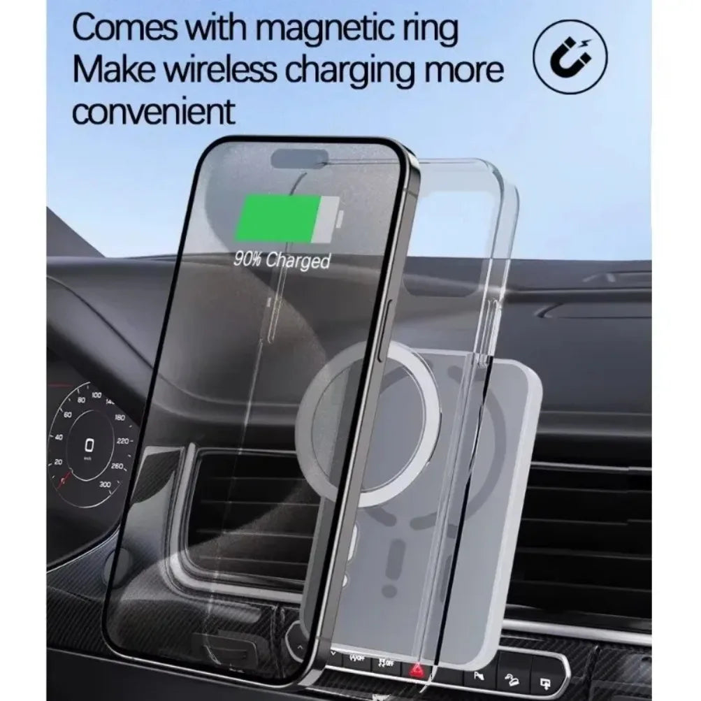 Magnetic Car Air Vent GPS Phone Holder Stand Wireless Charger For Magsafe iPhone 17 16 15 14 13 12 Pro Max Cellphone Bracket