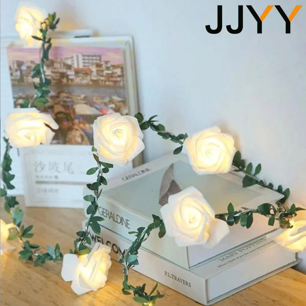 JJYY 1.5M/3M/6M Rose Fairy String Lights,Rose Flower Indoor Fairy Lights Valentine's Day Wedding Decorations, Battery Powered