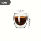6pcs Double Wall Glass Cup 80ml Cute Mugs Coffee Cups Drinking Glasses for Drinks Personalized Mug Beer Tea Cup Set