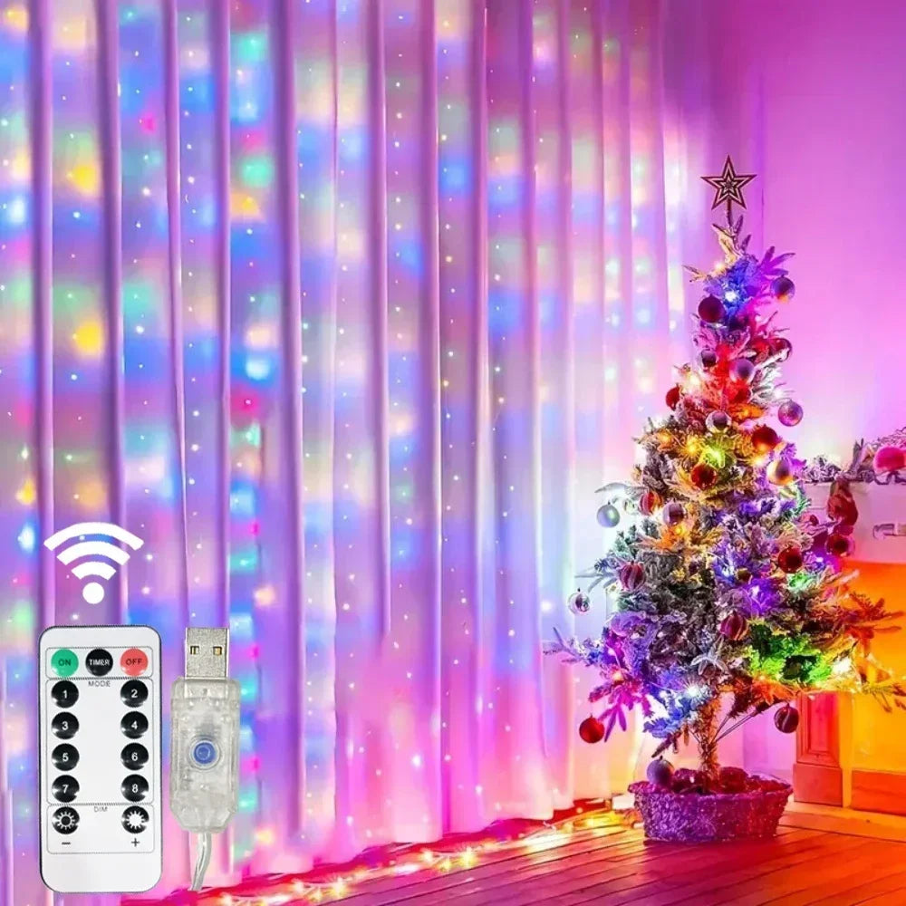 Remote Control Fairy Lights 3 4 6 Meters USB LED Curtain String Lights for Christmas Home Bedroom Decoration Festive Party
