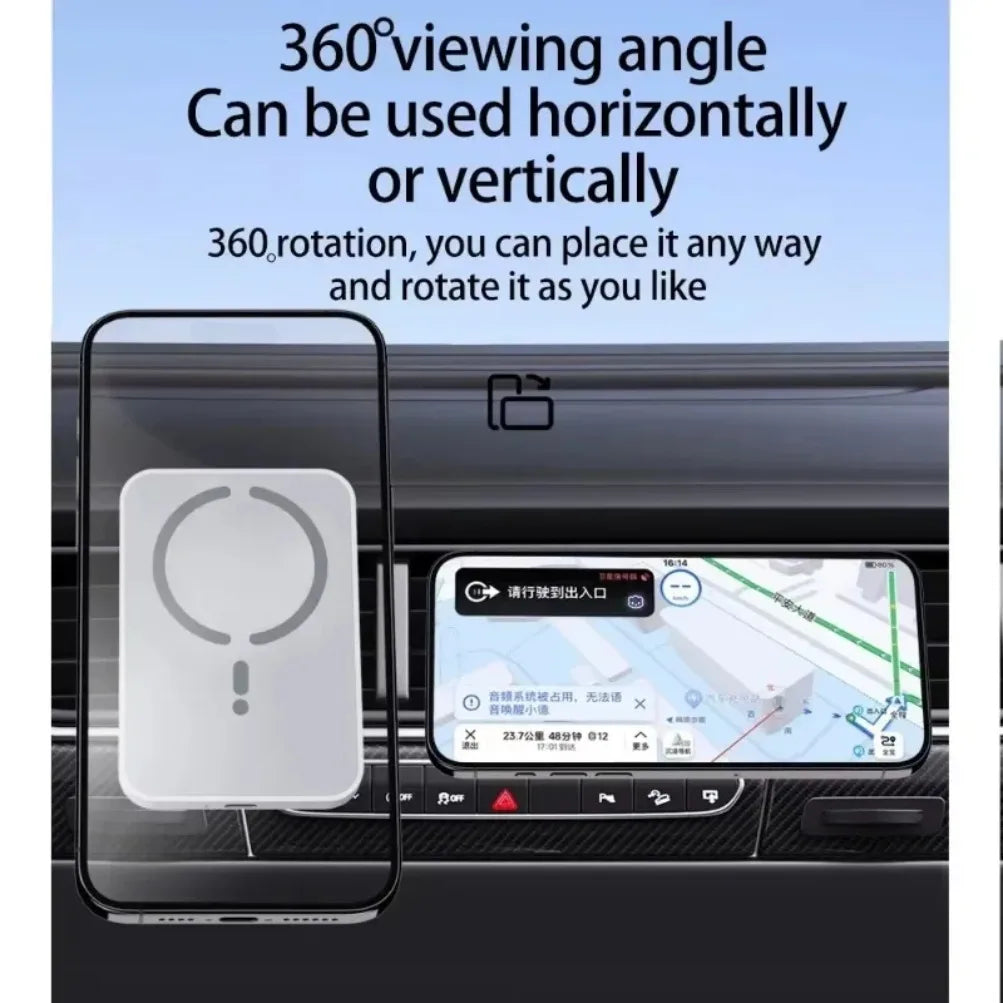 Magnetic Car Air Vent GPS Phone Holder Stand Wireless Charger For Magsafe iPhone 17 16 15 14 13 12 Pro Max Cellphone Bracket