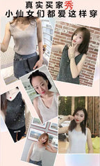 Rhinestones Tank Top Elegant Sleeveless Shiny Loose Knit Camis Corset Summer Women's Tube Top Aesthetic Clothing Korean