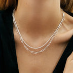 Fashion originality 925 Sterling Silver Necklace Bracelet Jewelry set for women men Paperclip Chain Party wedding gift