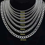 925 sterling silver plated Flat Cuban Chain Necklace For Men Male Neck Jewelry Accessories 4MM/6MM/8MM/10MM Width