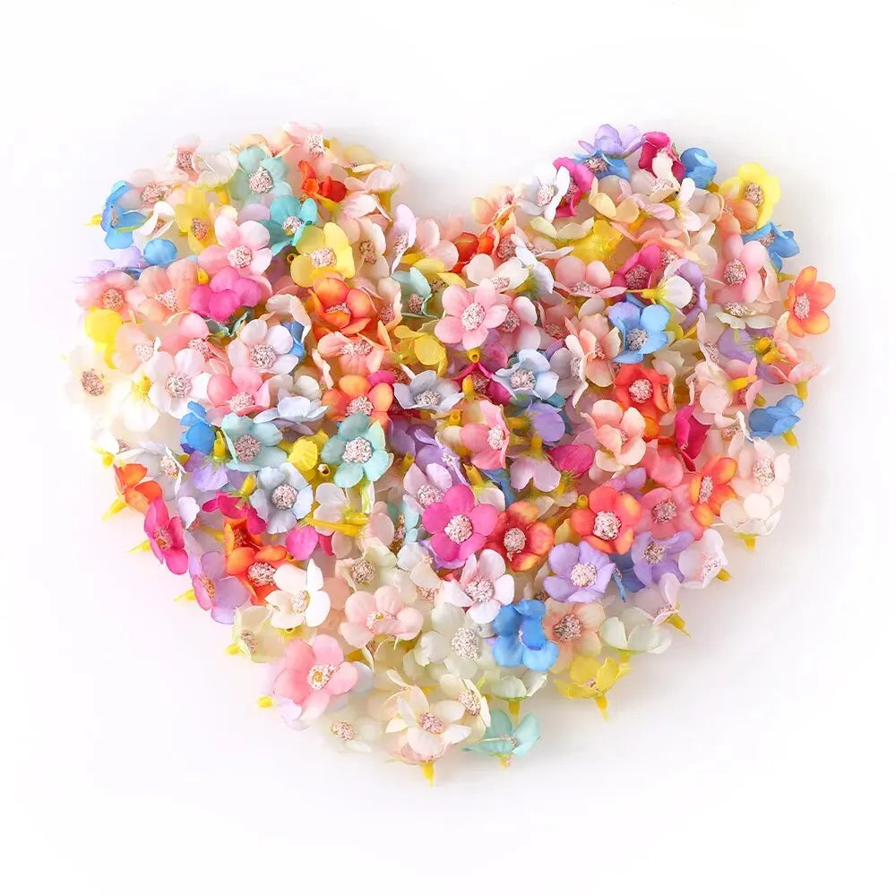 50PCs Mini Artificial Rose Flowers Heads Silk Fake Flowers for Home Dceor Wedding Decoration Craft Wreath Gifts Accessories