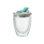 Cute Portable Water Cup Double Wall Glass Cup With Leak-Proof LidTransparent Insulated Coffee Cups Milk Tea Juice Mug Dinkware