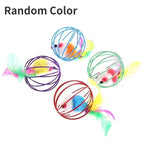 Interactive Cat Toy Mouse Ball Cage Random Color Plush Mouse  Kitten Play Toys for Indoor Kittens Exercise Pet Supplies
