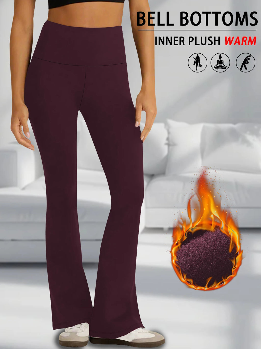 Women's Super Soft Flare Pants High Waisted Tummy Control Workout Yoga Leggings Bell Bottoms