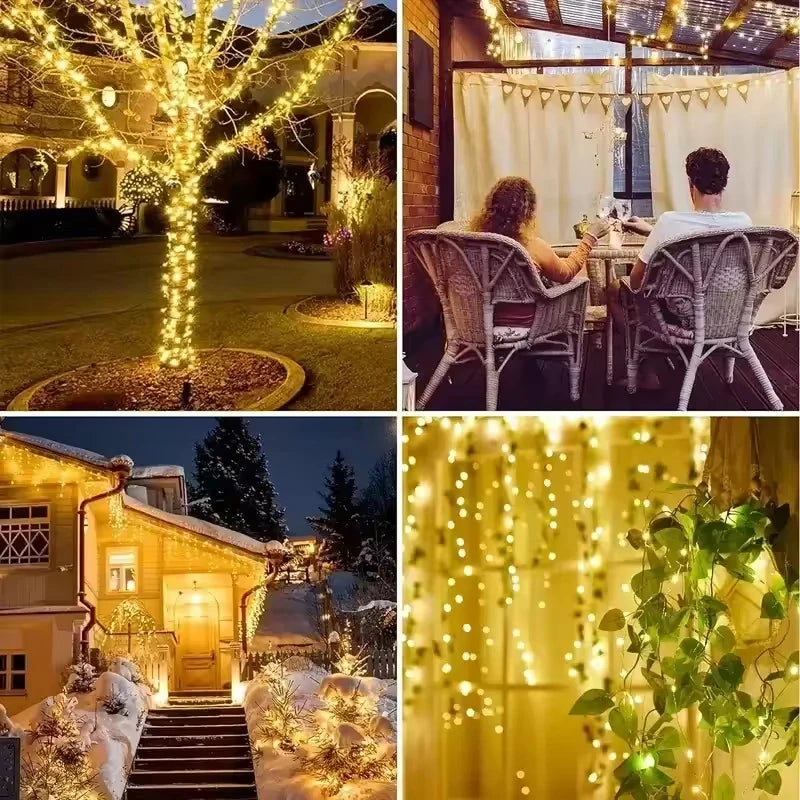 Solar String Fairy Lights Outdoor Waterproof 8 Modes Twinkle Rope Strip Light Garland Lamp for Patio Garden Lawn Tree Yard Fence