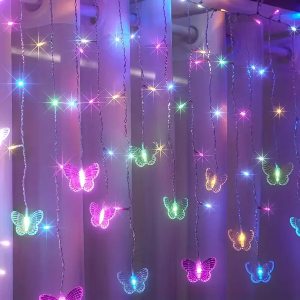 Butterfly Shape LED Curtain Fairy String Lights USB Powered With 8 Flashing Modes Perfect For Wedding, Party & Holiday Decor
