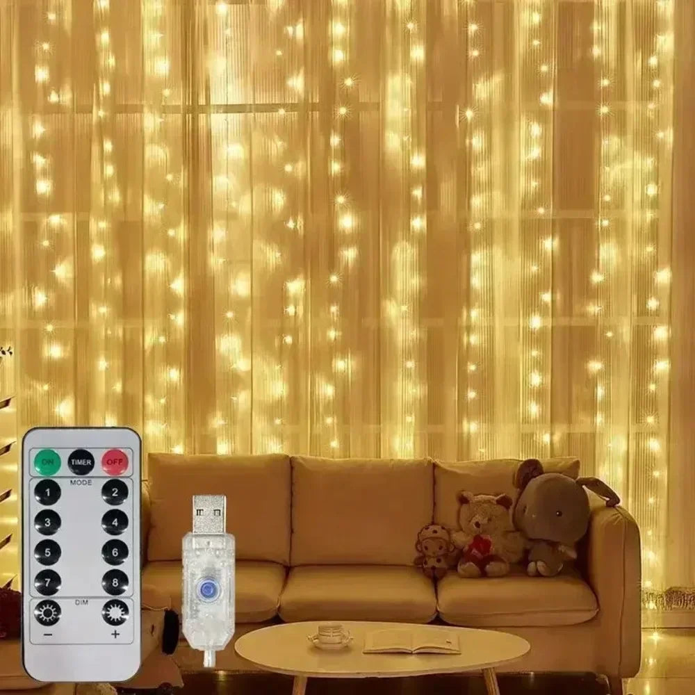 Remote Control Fairy Lights 3 4 6 Meters USB LED Curtain String Lights for Christmas Home Bedroom Decoration Festive Party