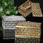 2 PCs Mini Treasure Storage Jewelry Box Silver-color Hollow Flower Pattern Jewelry Case Boxes for Necklace Earring Ring 2030