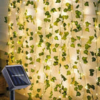 50/100LED Green Fairy Lights with Solar-Powered Artificial Ivy Leaves Featuring 8 Modes for Garden Wedding Christmas Decoration